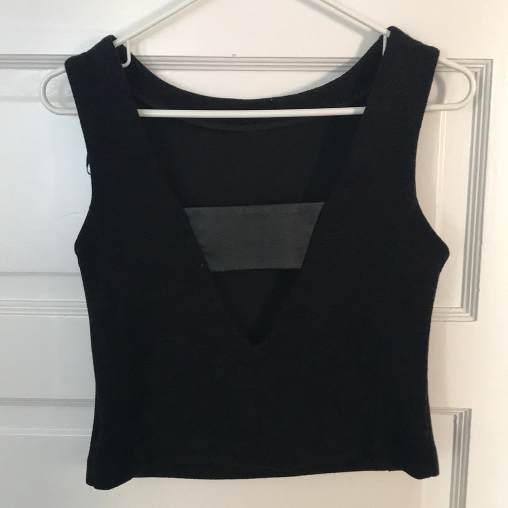 Banana Republic Black Cutout Leather Back Crop Top